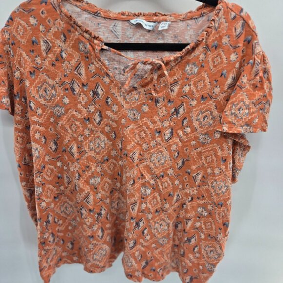 Canyon Retreat Orange Blue Southwest Design Short-Sleeved Top Size 2X - Picture 1 of 8